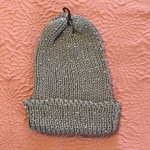 NWOT! Gray Knit Beanie With Pearl Beading